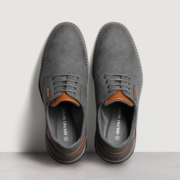 Casual Dress Oxford Shoes Men's Grey-Waxy Business Formal Comfort Derby Sneakers - Picture 3 of 7